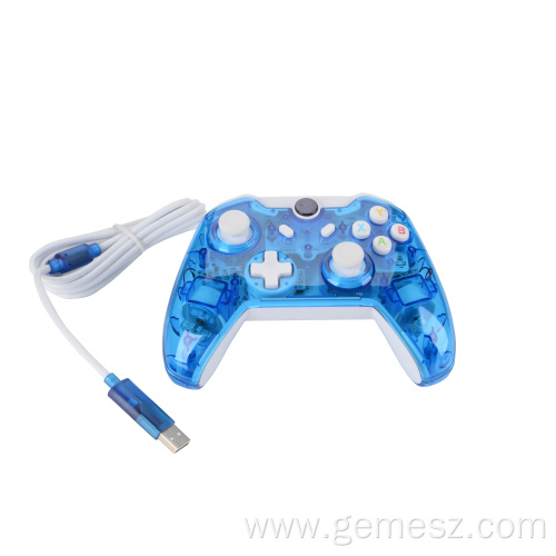 Transparent Blue Controller Wired Joystick for Xbox One